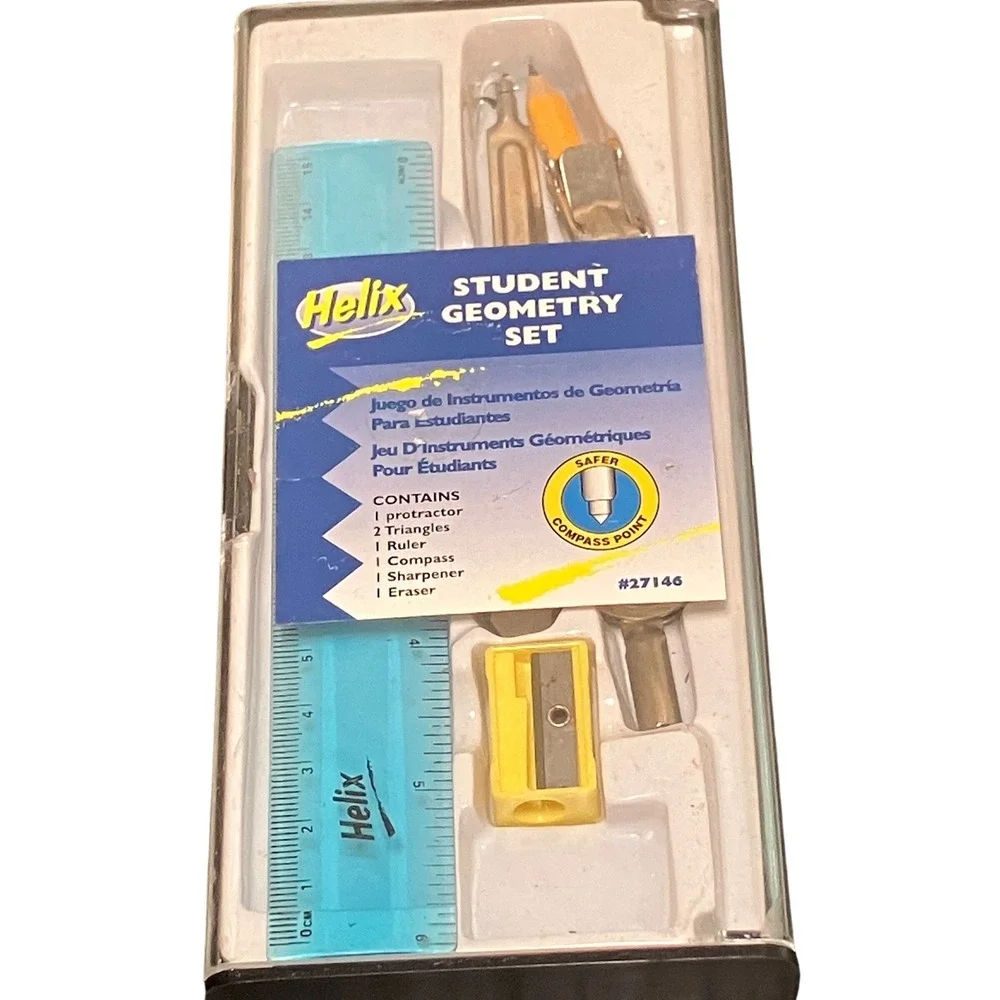 Helix Student Geometry Set Kids OS Blue Good Drafting Tools Case 27146